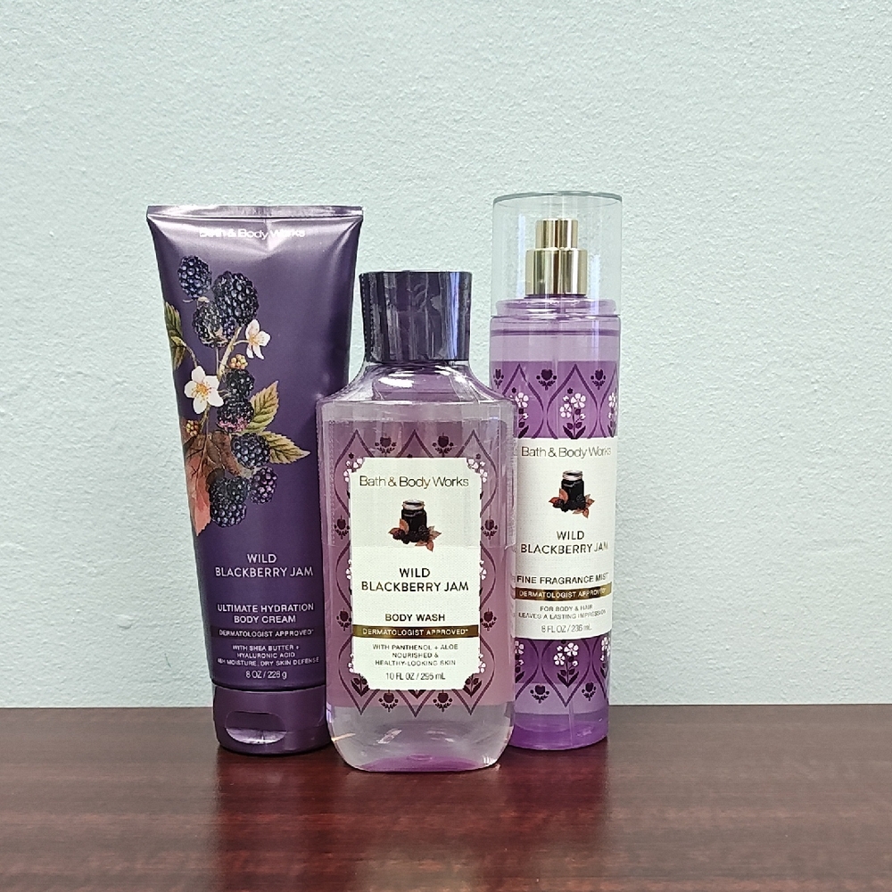 Bath & Body Works WILD BLACKBERRY JAM 3 Piece Body Care Bundle Set